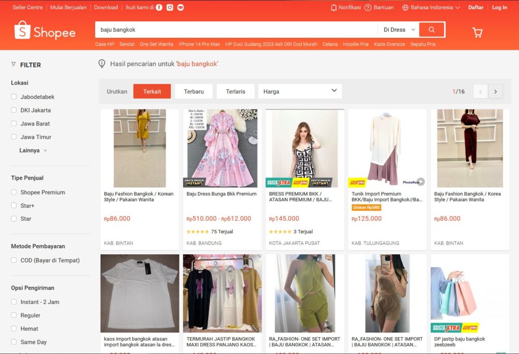 Shopee Pencarian Supplier Baju Bangkok